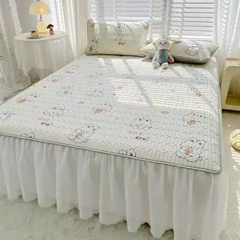 Летний комплект прохладных простыней из латекса, благоприятный для кожи, моющийся, кондиционер, юбка-кровать, нескользящие защитные чехлы для матраса 150x200cm-sheet 3pcs