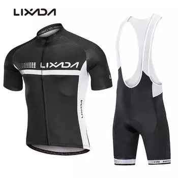 Летний комплект велосипедного трикотажа Lixada с короткими рукавами и шортами с нагрудником с мягкой подкладкой L