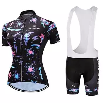 Летний короткий комплект одежды для езды на велосипеде, женские спортивные трикотажные костюмы, белые брюки-комбинезон S