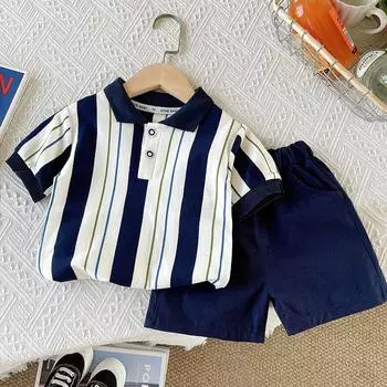 Летний костюм для мальчиков, детский комплект из футболки с короткими рукавами и брюк, спортивный комплект из двух предметов 120