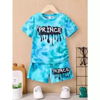 Летний костюм для мальчиков, футболка, топ, шорты, напечатанная повседневная модная детская одежда 4-7 лет 100