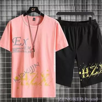 Летний костюм-футболка с короткими рукавами, мужской костюм больших размеров, спортивные шорты из ледяного шелка для отдыха, мужские спортивные штаны, комбинезон для мужчин 10XL9XL 5XL