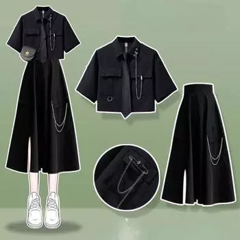 Летний костюм, женская свободная рубашка + юбка, костюм-двойка XXS белый