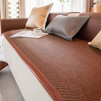 Летний коврик для дивана, летний коврик из ротанга с защитой от царапин, нескользящий чехол для дивана, подушка для сиденья 60*60cm