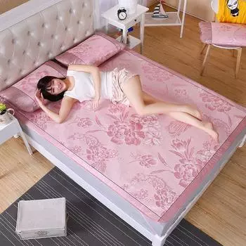 Летний коврик из ледяного шелка для холода, комплект из трех предметов, складной коврик, утолщенный коврик для кондиционирования воздуха, кровать 1,8 м, мягкий коврик для студенческого общежития, 1,5 м 90x190cm 2pcs