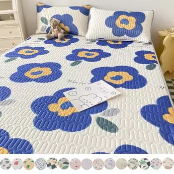 Летний коврик из ледяного шелка, латексный летний коврик, летний коврик из трех частей с принтом, моющийся складной летний коврик 150*200CM 3PCS