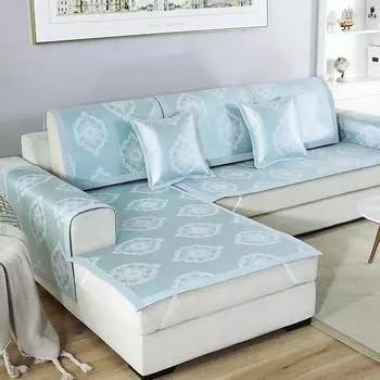 Летний коврик из ледяного шелка, подушка для дивана, нескользящая простая подушка, коврик из ротанга для гостиной 60*60cm