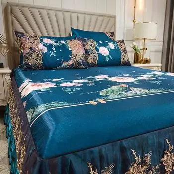 Летний коврик из вискозного волокна, комплект из трех предметов, летний спальный коврик, юбка-кровать, складное летнее кружевное покрывало, коврик для кондиционирования воздуха 1.5x2.0m 3pcs