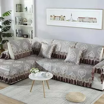 Летний коврик, коврик из ледяного шелка, коврик из ротанга, коврик для дивана, противоскользящий коврик для дивана Four Seasons, модный кружевной чехол. 60*60+15CM