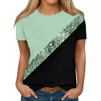 Летний круглый вырез 3D контрастный цветной принт топ модные повседневные короткие рукава женские футболки XS