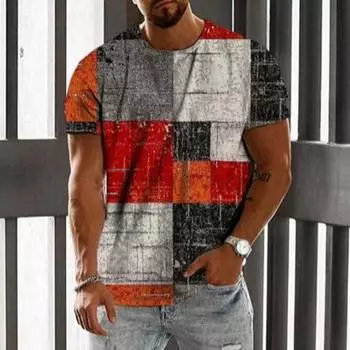 Летний круглый вырез 3D принтованный сетчатый топ модные повседневные мужские футболки с коротким рукавом S