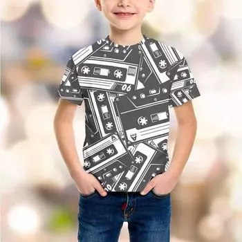 Летний круглый вырез с 3D-принтом, модные повседневные детские футболки для мальчиков с короткими рукавами 110