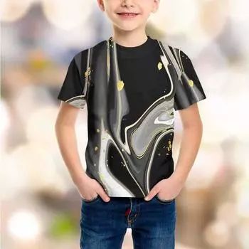 Летний круглый вырез с 3D-принтом, модные повседневные детские футболки для мальчиков с короткими рукавами 110
