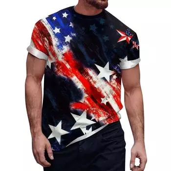 Летний круглый вырез с 3D-принтом, модные повседневные мужские футболки с коротким рукавом S