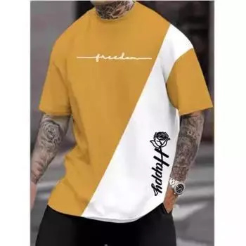 Летний круглый вырез с 3D-принтом, модные повседневные мужские футболки с коротким рукавом S