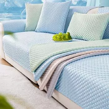 Летний крутой чехол для дивана, технология ледяного шелка, подушка для дивана, простая подушка для сиденья дивана в гостиной, нескользящий чехол для дивана, тканевое полотенце 45x45 Pillowcase1 серый