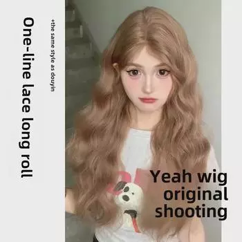 Летний кружевной парик Yeye: Длинные вьющиеся волосы с естественным пробором посередине