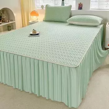 Летний латексный ледяной шелк, летний коврик, юбка-кровать, комплект из трех предметов, крутой мягкий коврик, коврик для машинной стирки, складное домашнее покрывало 120x200cm 2pcs