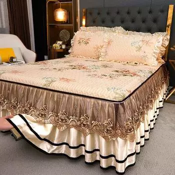 Летний ледяной шелк, крутой латексный летний коврик, юбка-кровать, трехсекционное съемное кружевное покрывало, коврик для кондиционера 150*200cm 3pcs