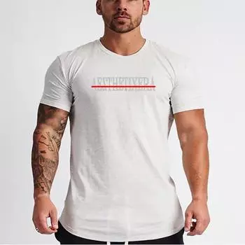 Летний легкий тренировочный топ Muscleguys с круглым вырезом, дышащий фитнес-бег с короткими рукавами M чёрный