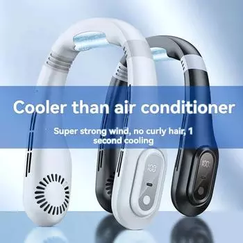 Летний ленивый человек, висящий на шее вентилятор, открытый без листьев, бесшумный маленький вентилятор, вентилятор для кондиционирования воздуха, зарядка, портативный дорожный маленький электрический вентилятор чёрный