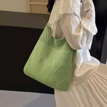 Летний ленивый стиль Большая вместимость Сумка через плечо Простая модная универсальная тканевая сумка зелёный