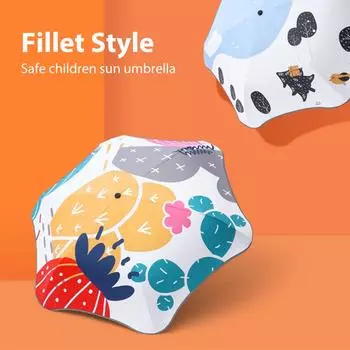 Летний милый детский зонт, ветрозащитный, 6K, безопасный наполнитель, складной зонт от солнца, защита от ультрафиолета, дизайнерский складной зонт от дождя для девочек синий