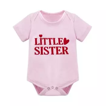 Летний милый комбинезон с буквенным принтом для маленьких девочек, хлопковый комбинезон с короткими рукавами и круглым вырезом, одежда для малышей 0-12 месяцев M