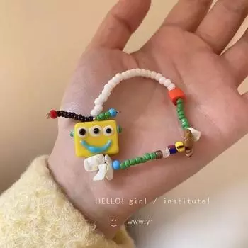 Летний милый мультяшный робот цветной браслет из бусин