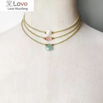 Летний модный нежный овальный камень кулон короткое ожерелье классический универсальный медный ошейник с бусинами для мужчин и женщин натуральный жемчуг ювелирные изделия