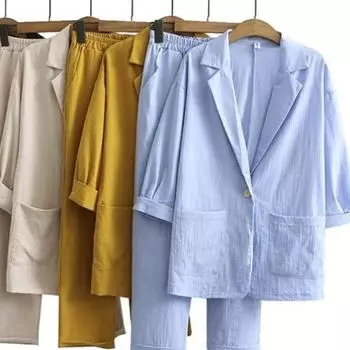 Летний модный повседневный костюм большого размера, верхние брюки, профессиональный костюм из двух предметов, элегантные женские комплекты XS чёрный