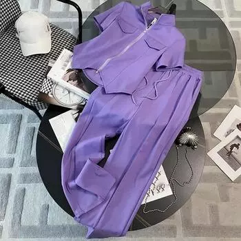 Летний модный женский спортивный повседневный костюм с короткими рукавами и расклешенными брюками, комплект из 2 предметов, уменьшающий возраст XXXL чёрный