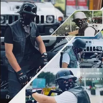 Летний мотоциклетный полушлем в стиле ретро в немецком стиле L