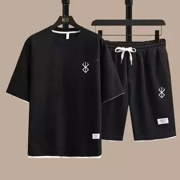 Летний мужской комплект из двух предметов, мужская повседневная футболка + шорты, мужской спортивный костюм, модный спортивный костюм с короткими рукавами, S-XXXL XXXL