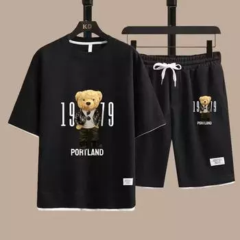 Летний мужской комплект из двух предметов, мужская повседневная футболка + шорты, мужской спортивный костюм, модный спортивный костюм с коротким рукавом XXXL