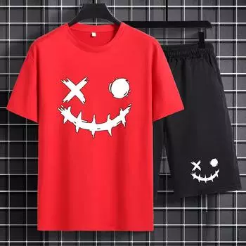 Летний мужской комплект из футболки и шорт большого размера с принтом в стиле аниме «Призрачный вор» S