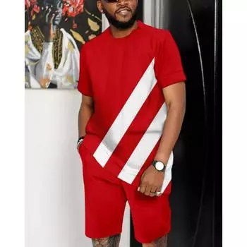 Летний мужской комплект, модный комплект из 2 предметов, мужская футболка, шорты, брюки, костюм, повседневный короткий спортивный костюм, наряд, свободная винтажная мужская одежда S
