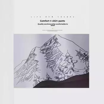 Летний мужской костюм из шелка с градиентом 2025 года: Футболка с коротким рукавом и повседневные брюки M