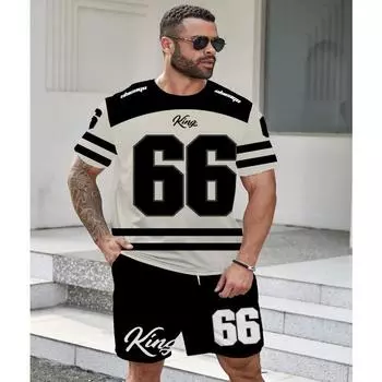 Летний мужской костюм с 3D-цифровой печатью, футболка с короткими рукавами, мужская спортивная одежда с круглым вырезом, футболка Brooklyn Racing Football S