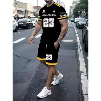 Летний мужской костюм с 3D-принтом, повседневная одежда, летний комфорт, мягкий, дышащий, легкий, быстросохнущий, проволочный мужской костюм, ш S