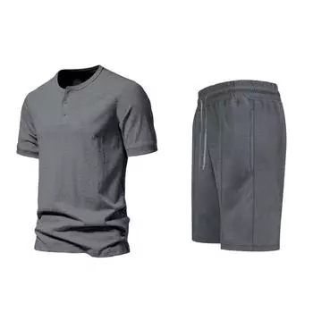 Летний мужской костюм шорты с короткими рукавами свободный спортивный универсальный повседневный костюм с короткими рукавами мужская одежда M белый