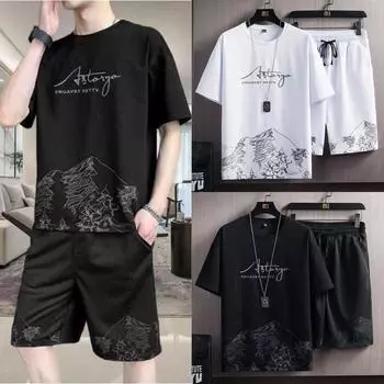 Летний мужской модный костюм из ледяного шелка, повседневный летний универсальный костюм 5XL белый