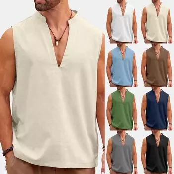 Летний мужской однотонный поглощающий пот дышащий жилет без рукавов с принтом и расширяющимся плечом XXL чёрный