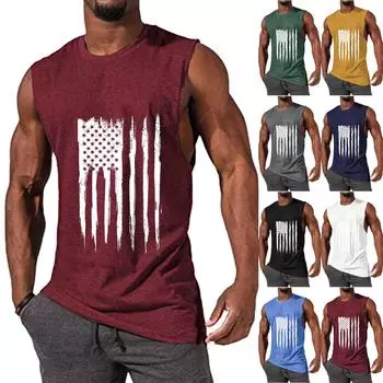 Летний мужской однотонный поглощающий пот дышащий жилет без рукавов с принтом и расширяющимся плечом L чёрный