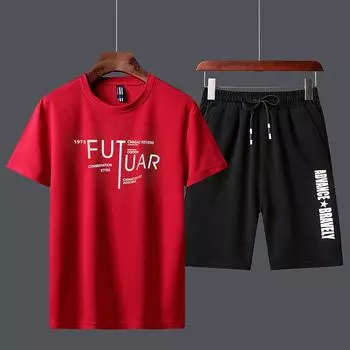 Летний мужской повседневный спортивный костюм большого размера