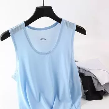 Летний мужской сетчатый жилет, быстросохнущая футболка без рукавов, мужские свободные топы из ледяного шелка для фитнеса на плечах, большие размеры L чёрный