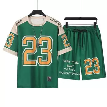 Летний мужской спортивный костюм, высококачественные дышащие баскетбольные футболки и шорты, комплект из двух предметов, 23 комплекта джерси, мужская одежда 2025 года, новинка S