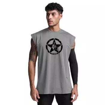 Летний мужской свободный сетчатый жилет с круглым вырезом и круглым вырезом для занятий спортом в тренажерном зале и принтом, спортивный быстросохнущий жилет большого размера M чёрный