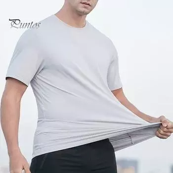 Летний мужской топ из ледяного шелка, быстросохнущий, с короткими рукавами и круглым вырезом, свободный однотонный тонкий эластичный повседневный пуловер, повседневная спортивная футболка 2XL чёрный