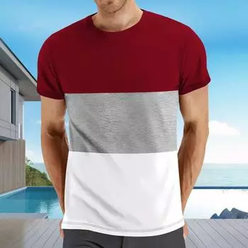 Летний мужской топ одинакового цвета, свободный пуловер с круглым вырезом, лоскутная эластичная повседневная спортивная футболка для фитнеса, нижняя футболка XL